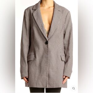 Adrianna Papell Womens Sz Med Houndstooth Oversized One Button Blazer Jacket